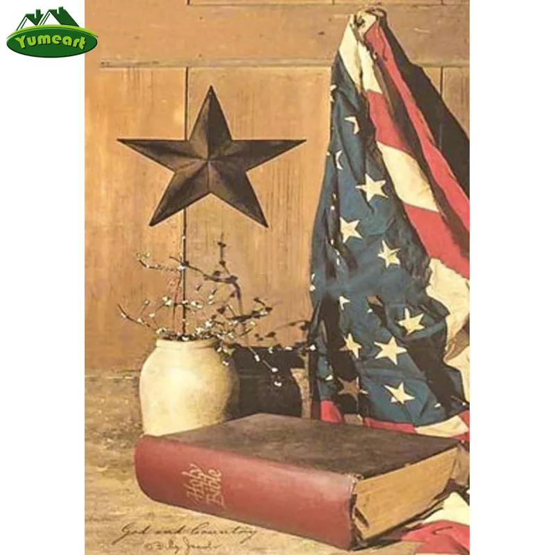 YUMEART Diamond Painting Square American Flag God Country Mosaic Rhinestone Embroidery Cross Stitch USA banner | Дом и сад