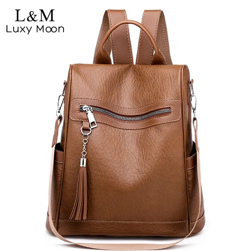 

Anti-theft Backpacks Women Vintage School Bags For Teenager Girls Retro Large Capacity Backpacks Ladies Tassel Rucksack XA207H