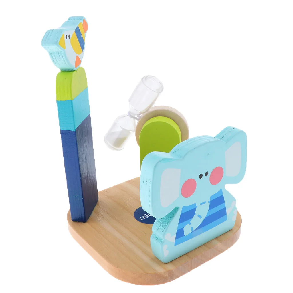 Kids Toothbrush Cup Toothpaste Holder Set with 3 Minutes Brushing Timer for Bathroom Accessories - Elephant 