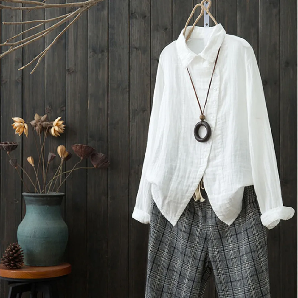 

Women V-Neck Pocket Print Casual Blouses Lapel Collar Tops Loose Lightweight and non-elastic fabric Blouse Gift