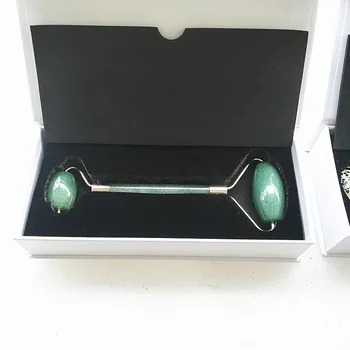 

KCONYD 2pcs Natural Pink crystal jade beauty facial massage stick jade roller massager thin face auxiliary With box
