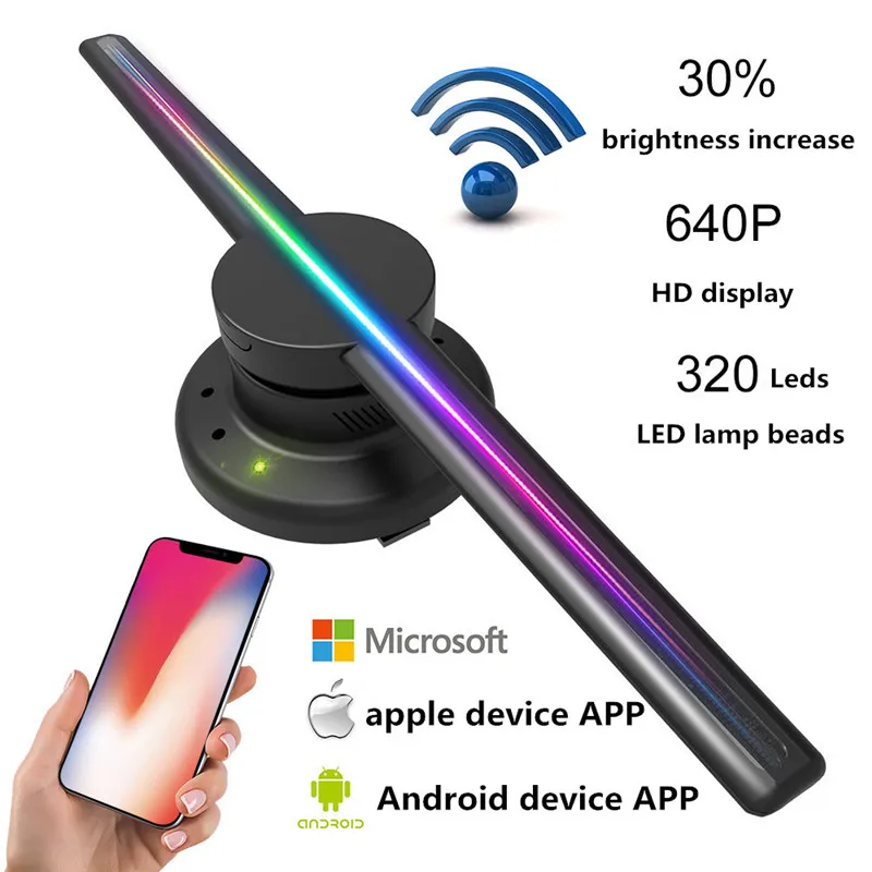3D голографический проектор светильник обновленный Wifi голограмма плеер светодиодный дисплей Вентилятор рекламный светильник управление приложением 320 светодиодный s логотип светильник s