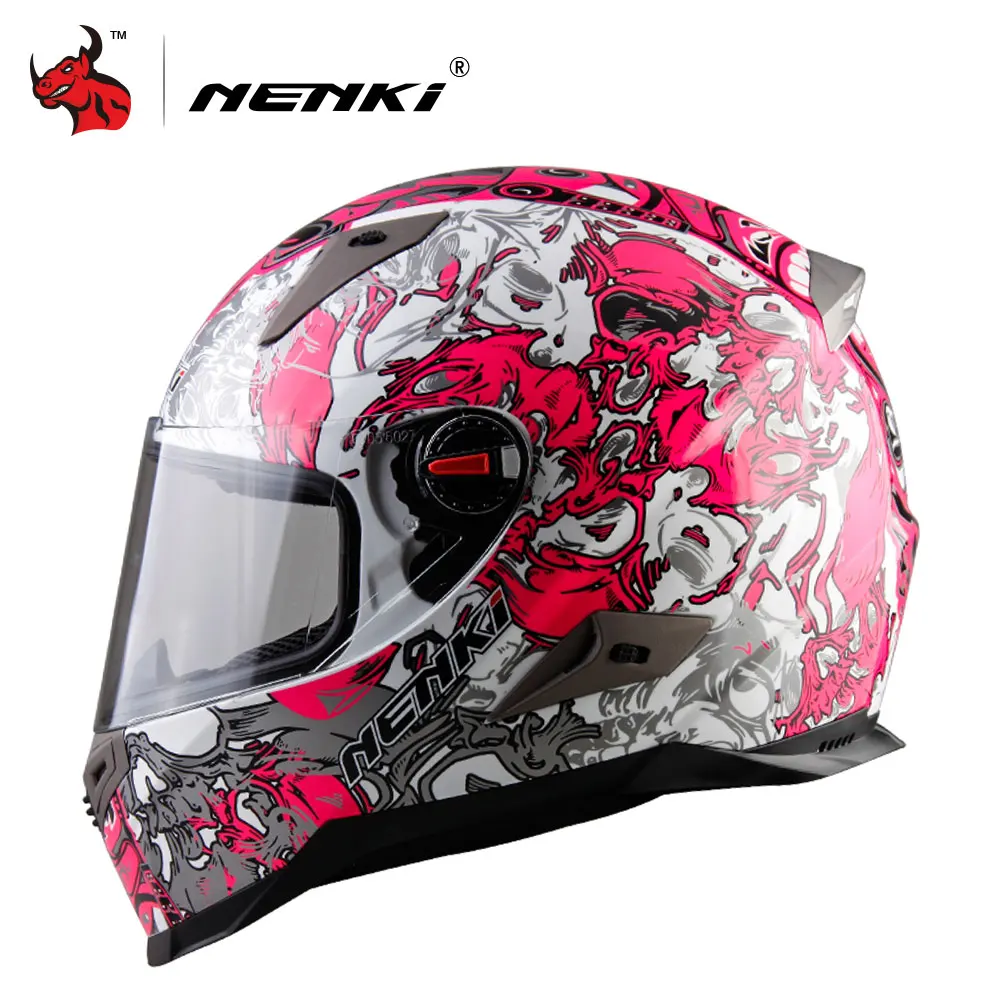 NENKI мотоциклетные шлемы с сертификацией ECE Moto шлем для мотокросса мотоциклетный шлем для мотокросса - Цвет: pink pattern