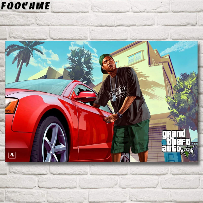 Foocome Grand Theft Auto V GTA 5 игровые постеры и принты шелковые картины настенные декорации