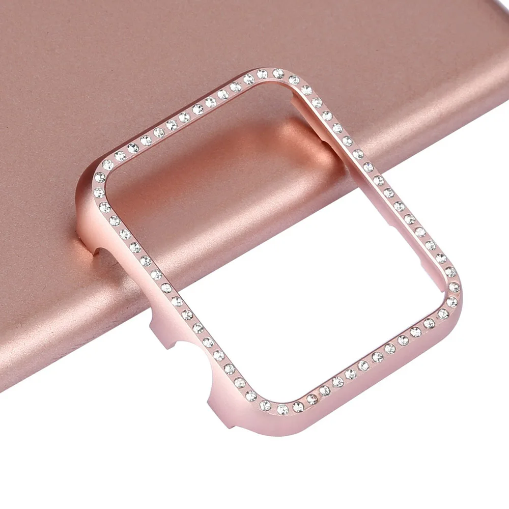 For Apple Watch case 38mm/42mm,Aluminum Alloy Crystal Diamond Frame Protective case for iwatch series 3 2 1 Decorative shell