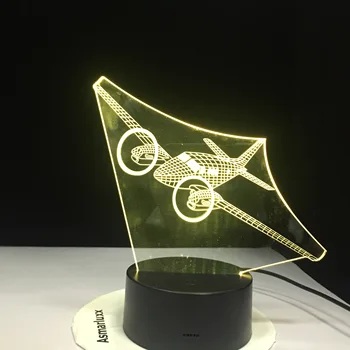 

3D Led Table Lamp Home Decor 7 Colors Change Helicopter Modelling Usb Aircraft Bedside Light Fixture Air Plane Night Light Gifts