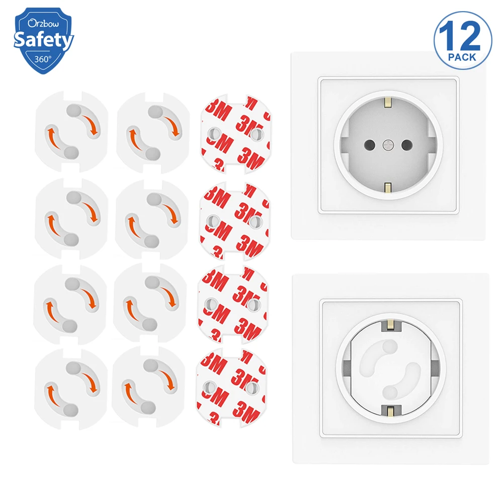 

12pcs EU Power Socket Electric Shock Outlet Baby Safety Children Protection Anti Electric Shock Plugs Protector Rotate Cover
