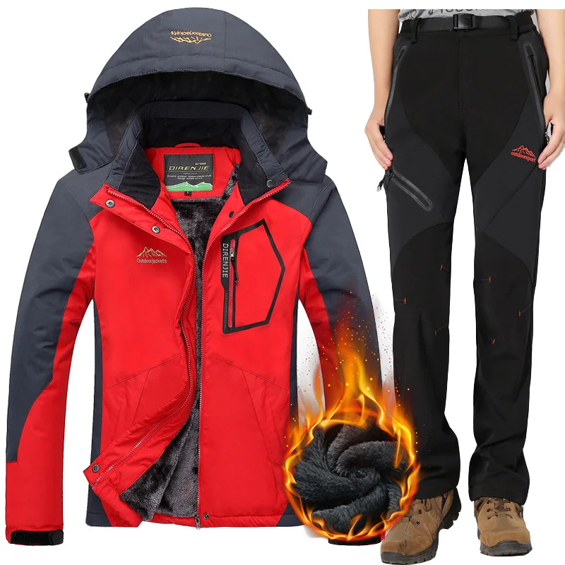 

2018 Winter Women Ski Suits Outdoor Waterproof Breathable Fleece Snow Snowboard Jacket and Pants Female Thermal Ski Clothes Set