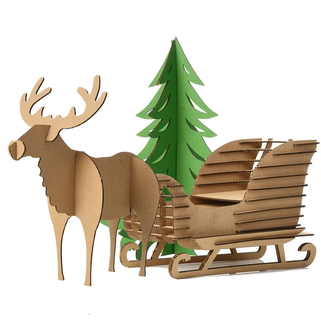 cute decoration christmas tree reindeer snow sledge toys kids craft cute decoration christmas tree reindeer snow sledge toys kids craft diy cardboard 3d puzzle deer sled