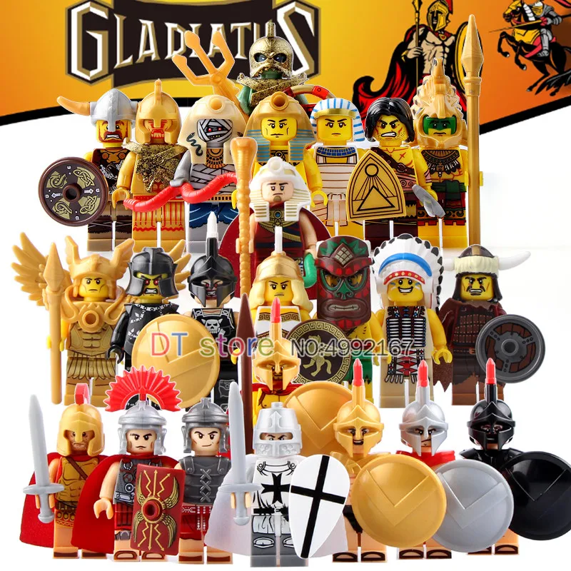 

50pcs Gladiatus Heroes Of Sparta Blocks Rome Evil Knight Hun Warrior Aborigines Medieval Knights Building Blocks Toys BR248