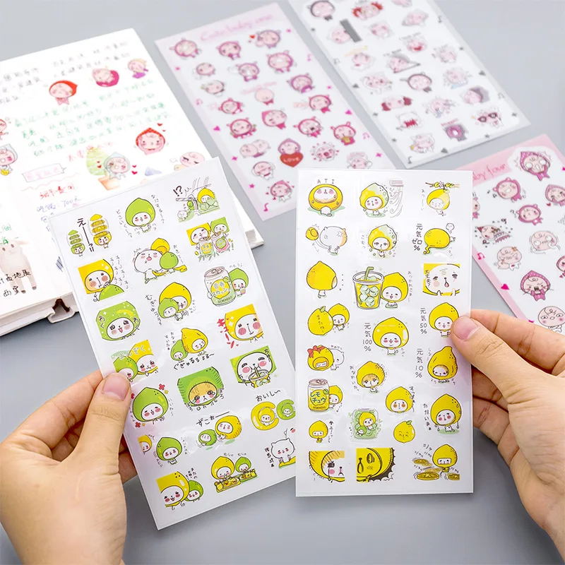 

6PCS/set Cute Creative DIY Album Hand Account Mobile Phone Decorative Stickers Small Stationery Stickers Student Tool Material