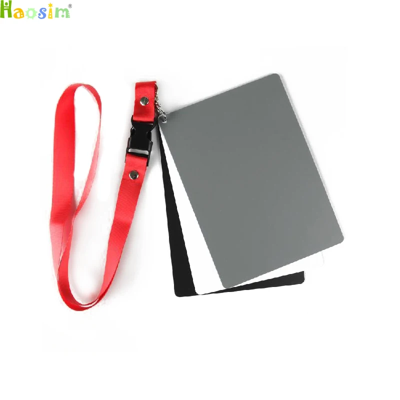 

3 in 1 Large Size Digital Camera 18% White Black Grey Balance Cards with Neck Strap for Digital Photography