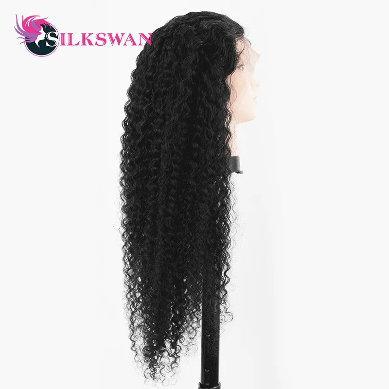 Silkswan бразильские волосы remy кудрявые вьющиеся 13*4 кружевные передние человеческие волосы парики с детскими волосами кружевные парики для женщин 150