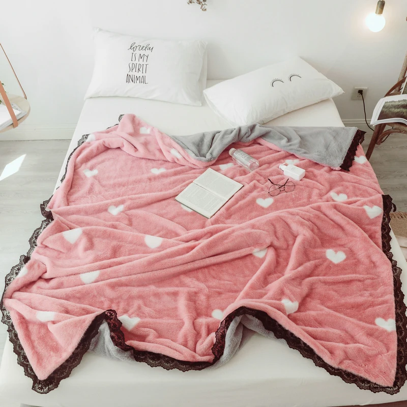 Многофункциональное розовое волнистое одеяло из искусственного меха кролика супер мягкое одеяло Двухслойное теплое покрывало одеяло кружевное покрывало для кровати пододеяльник