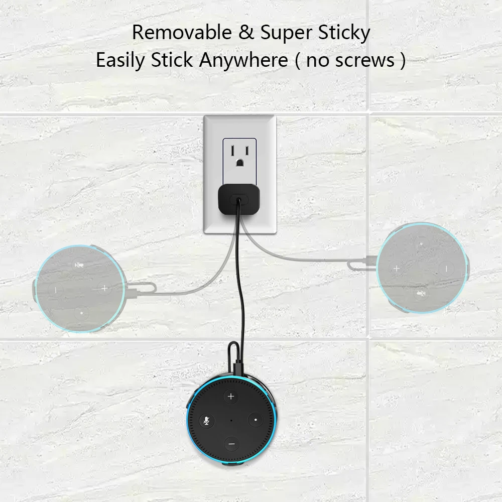 Гибкое настенное крепление для Amazon Echo Dot 2-го поколения, съемный держатель Вешалка Подставка с многоразовый клейкий гелевый коврик
