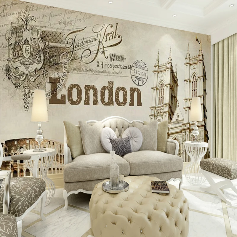 Us 7 01 46 Off Retro Paris London Church Backdrop Living Room Bedroom Wallpaper British Wind Cafe Ktv Bar Wallpaper Mural In Wallpapers From Home