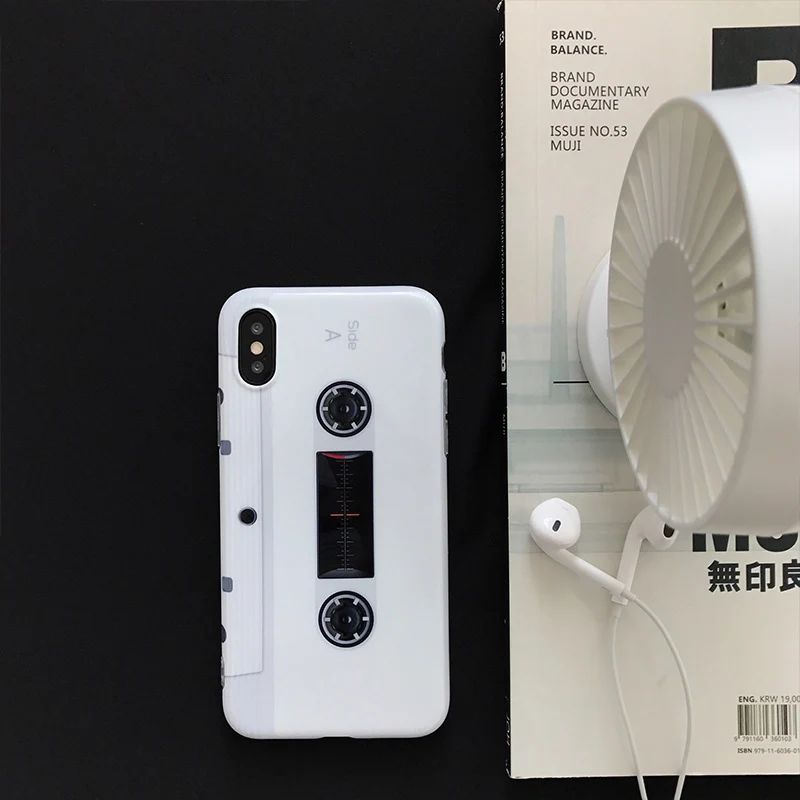 Ретро Магнитная клейкие ленты узор чехол для iPhone X XR XS Max 6 6s 7 плюс 8 глянцевый