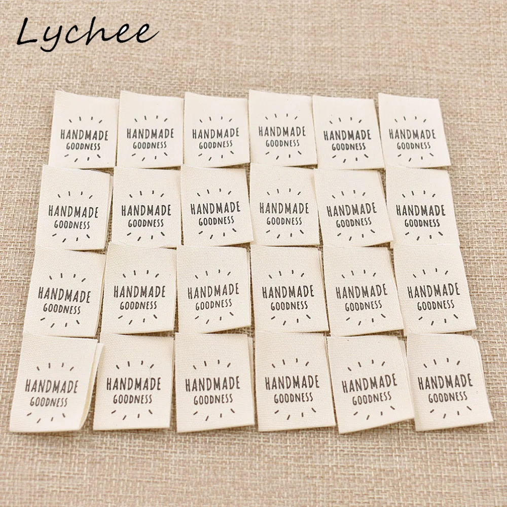 

Lychee 50pcs Classic Washable Cotton Labels Hand Made DIY Craft Sewing Garment Bag Needlework Print Pattern Tags