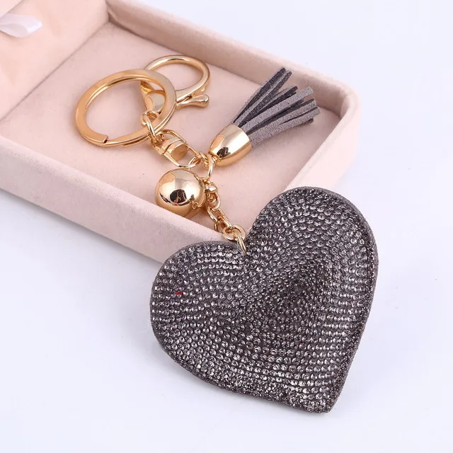 Дизайн богемное сердце брелок для ключей с кожаными кисточками золотой ключ держатель металлический хрустальный ключ цепь очаровательный брелок сумка Авто подвески - Цвет: FT042