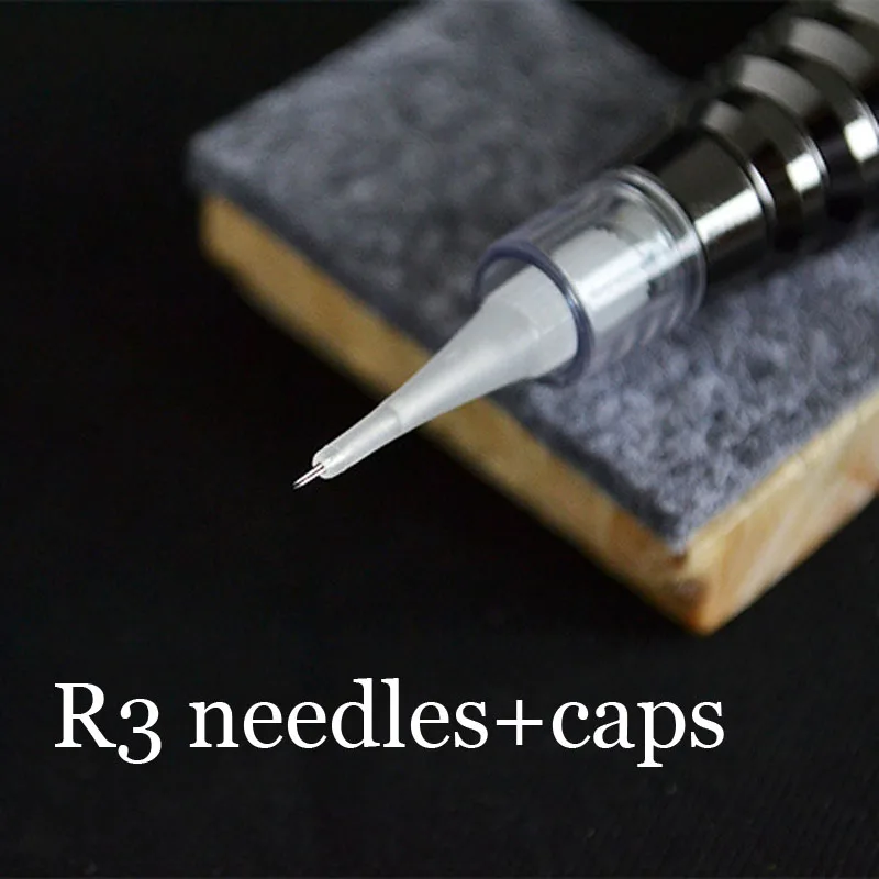 

50Pcs 3RL Tattoo needles+50pcs 3RL Tips Machine needles For Permanent Makeup Eyebwor pins Eyeliner round pins+caps
