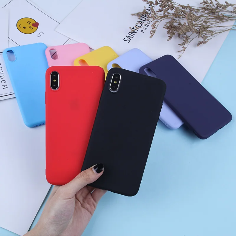 

Candy Color Case For iPhone 7 8 6 6S Plus 5 5S SE Luxury Matte Solid Color Soft TPU Phone Case Back Cover For iPhone X XR XS MAX