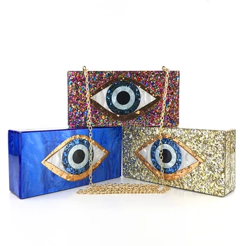 

OC3945 Popular multi evil eyes clutch women evening acrylic bags