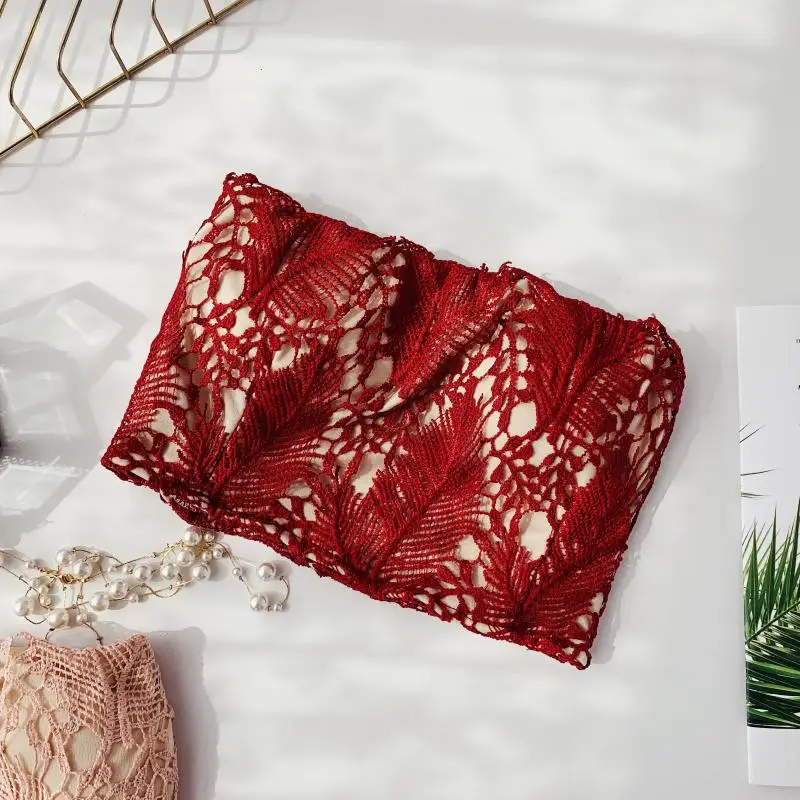 2019 new fashion women's bra seaside holiday openwork lace tube top high waist short wrapped chest 2019 new fashion women's bra seaside holiday openwork lace tube top high waist short wrapped chest