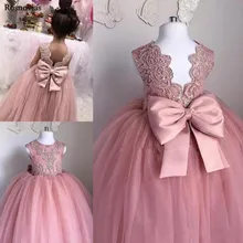 Blush Pink Ball Gown Flower Girl Dresses For Weddings 2019 Jewel Backless Child Birthday Party Gowns With Bow Girl Pageant Dress Blush Pink Ball Gown Flower Girl Dresses For Weddings 2019 Jewel Backless Child Birthday Party Gowns With Bow Girl Pageant Dress