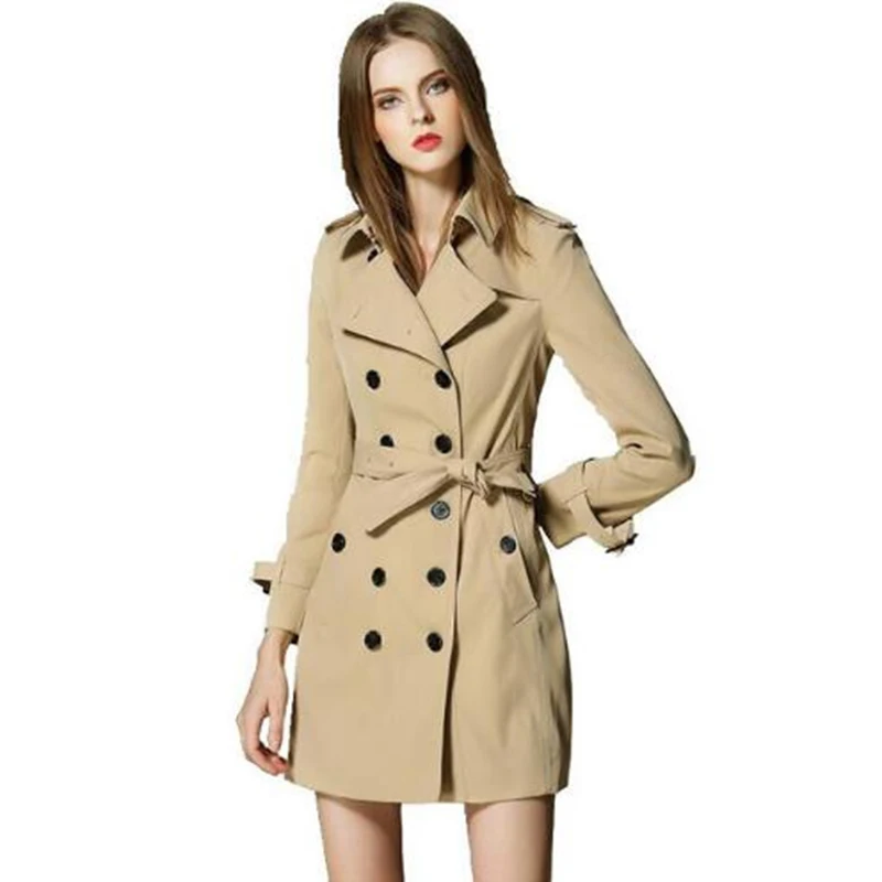 High quality Trench coat women 2018 Runway British Style brand design