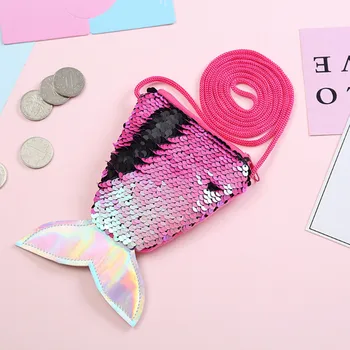 

Sequins Children Coin Purses Small Wallet Women Cute Mermaid Purse Patchwork String Packs Porte Feuille Femme