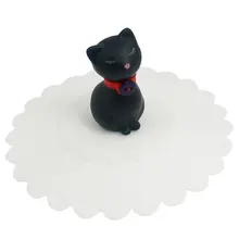 Белая мягкая силиконовая крышка для чашки с рисунком кота