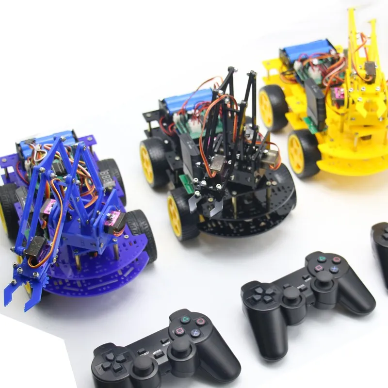 

DIY meArm Robot Arm Car for Ardunio Program with PS Wireless Remote Control Toy Blue/Yellow /Black RC Model For Kids Gift