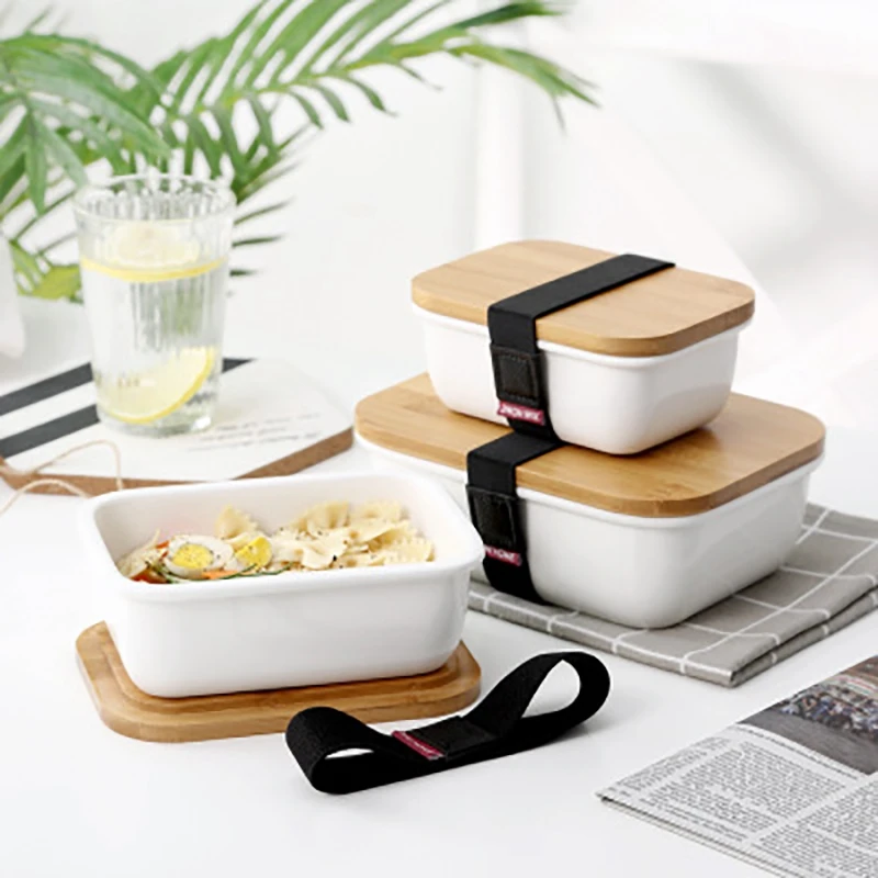 Промо-акция! Microwavable Ланч-бокс бамбуковая керамическая Bento коробка термальная Крышка для еды контейнер для хранения Crisper S