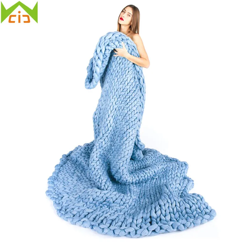 

WCIC Handmade Winter Warm Blanket Chunky Knit Blanket Hand-woven Bed Blankets Knitting Sofa Cover Blankets mantas sofa invierno