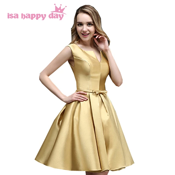 gold satin dress short
