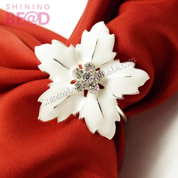 

free shipping!Beautiful rhinestone white napkin ring for wedding table decoration napkin holder ring