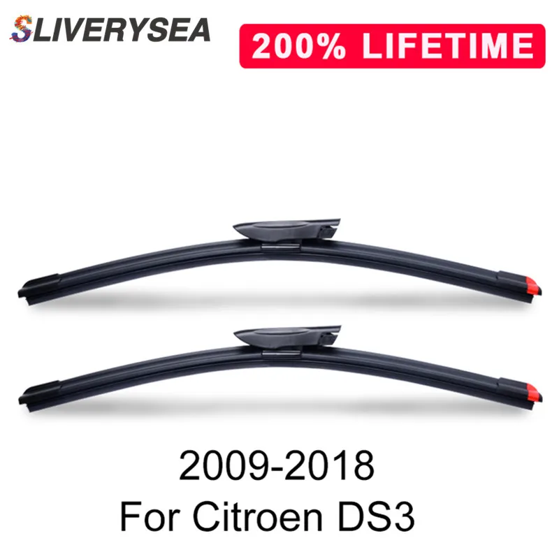

SLIVERYSEA Replace Wiper Blade for Citroen DS3 2009-2018 Windshield Windscreen Natural Rubber Replacement Wiper