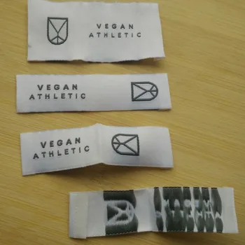 

Custom private name End fold shirt/dress quality woven label Dark grey fonts 77 mm * 20 mm