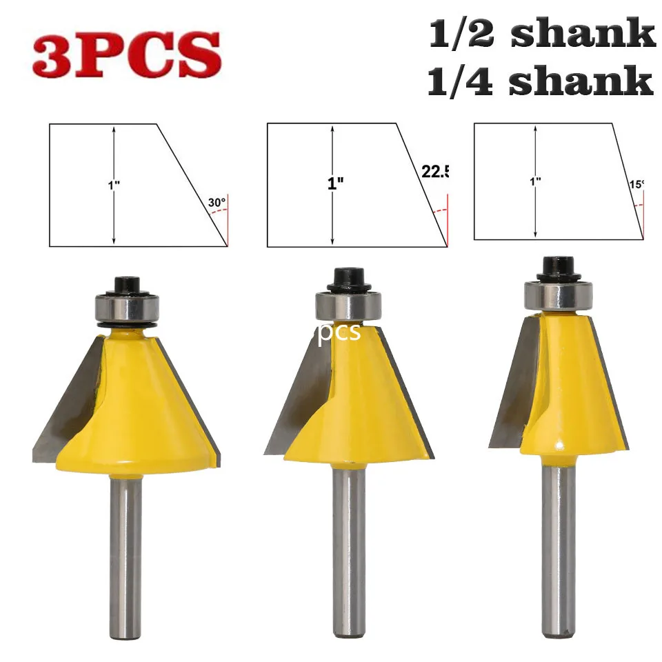3 шт./компл. 1/2 &quot1/4&quot хвостовик 15/22. 5/30 градусов фаска/коническая фреза для