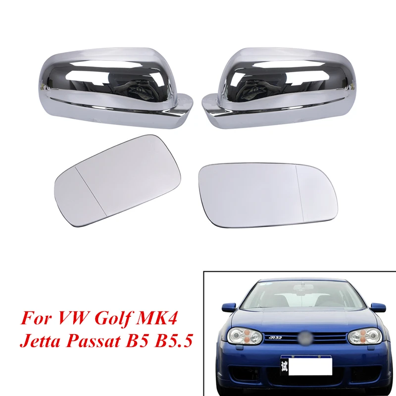 Left & Right Heated Rearview Door Wing Mirror Glass + Chrome Mirror
