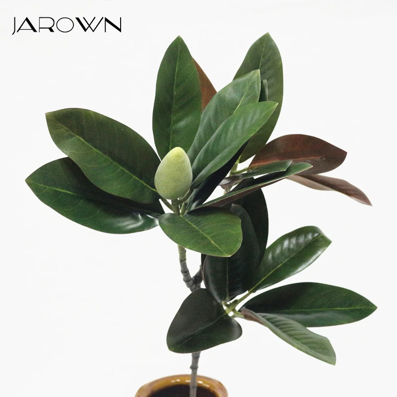

JAROWN Simulation Real Touch Magnolia Leaf Artificial 3 Branch Magnolia Flower Plant Wedding Decor Home Hotel Decorations
