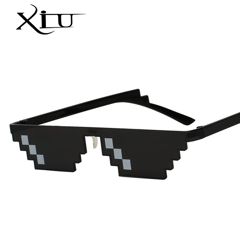 XIU Unique Vintage Sunglasses Men Cool Puls Size 8Bits Pixel With Nose