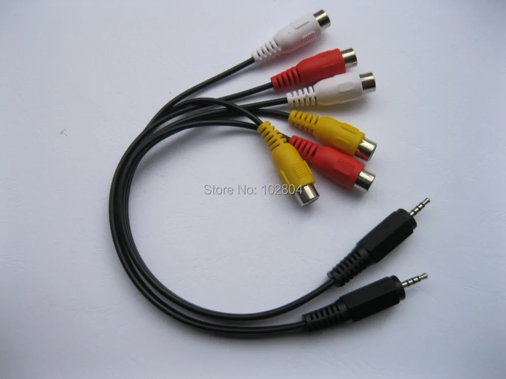 

4 pcs 2.5mm Mini AV Plug to 3 Color RCA Female Jack Adapter Audio Video Cable 28cm