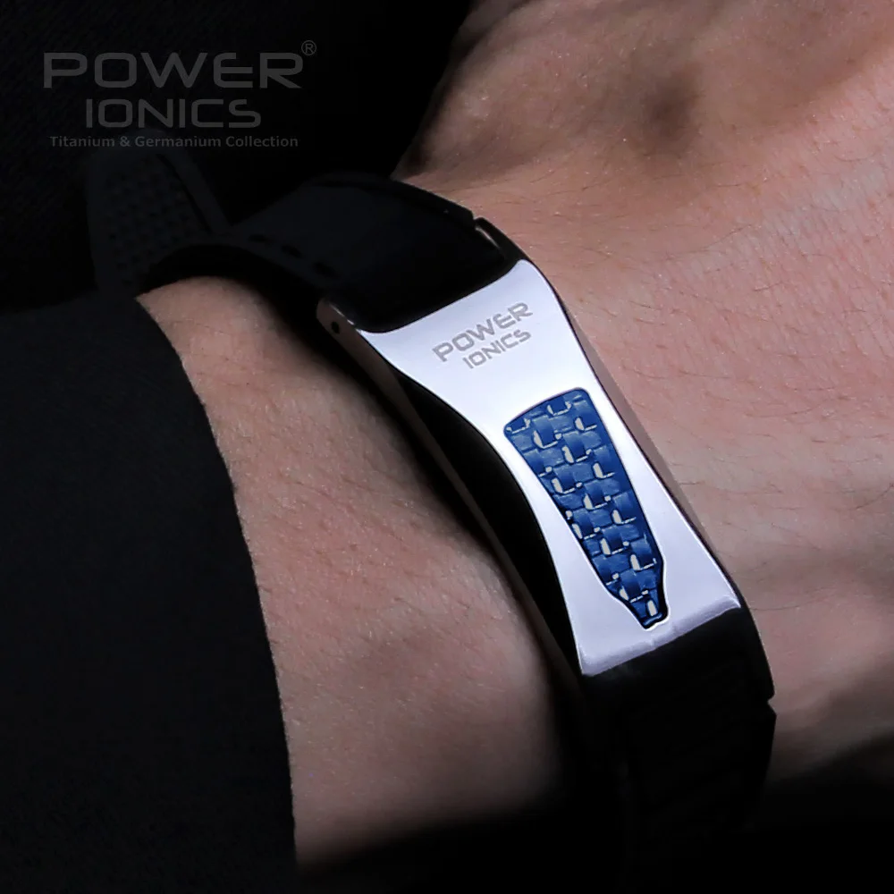 Часы браслет с надписью Power Ionics 3000 ионов/cc Ironman Titanium Germanium F.I.R из углеродного