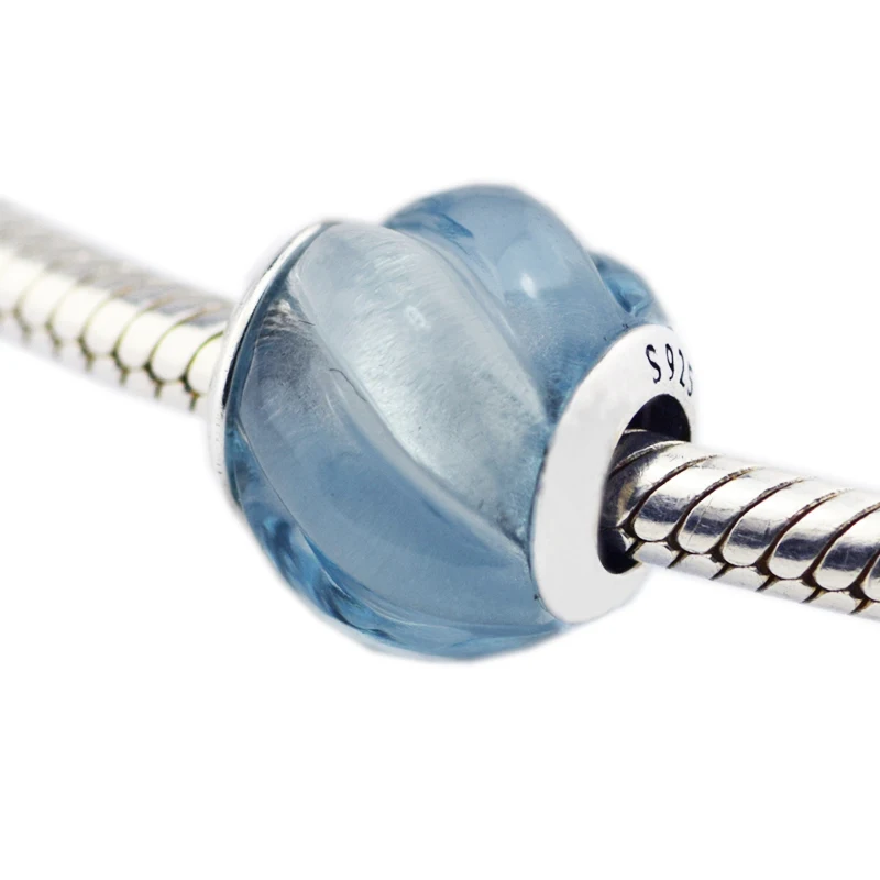 

Pandulaso Blue Wave Murano Glass Beads for Jewelry Making Fit Charms DIY Bracelets Women Spring Crystal Beads Silver 925 Jewelry