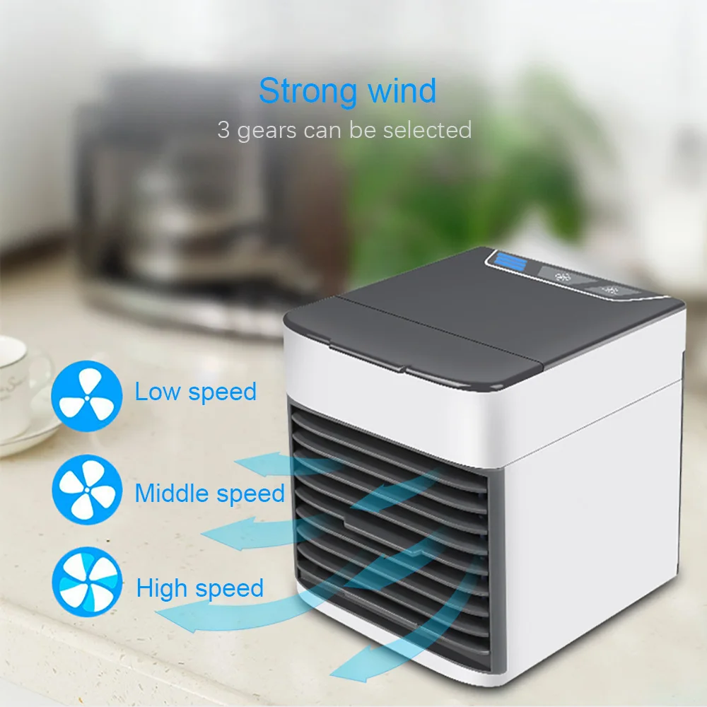 

USB Mini Portable Air Conditioner Humidifier Air Cooler LED Light Personal Space Fan Air Cooling Fan