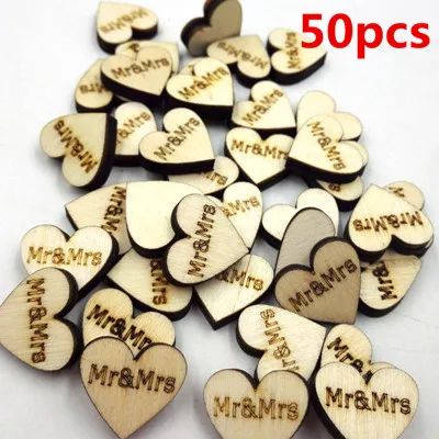 100pcs Wooden Love Heart Shape for Weddings Plaques Art Craft Embellishment LS 