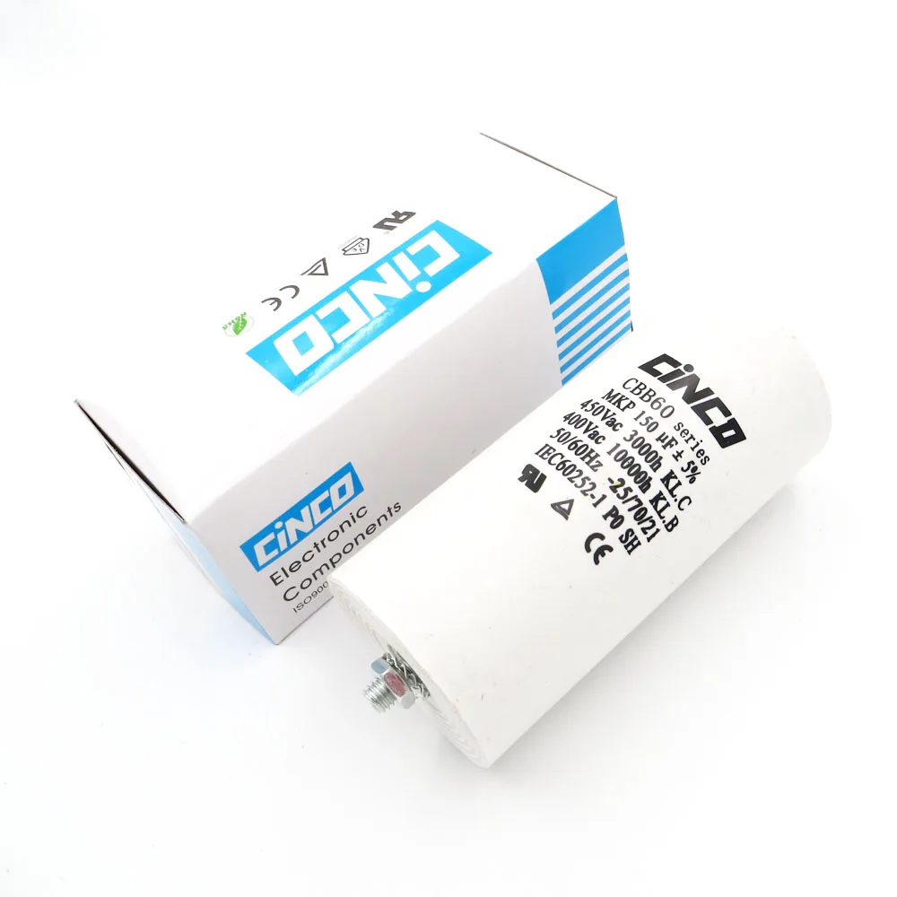 

150UF 400V 450V CBB60 Motor Run Capacitor wire SH DB Polypropylene Film Ac 450VAC Water Pump electrical engine 150mfd 150mf