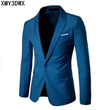 2018 Fashion Party Mens slim fit cotton blazer Suit Jacket black blue Gray plus size L-6XL Male blazers Mens coat Wedding dress