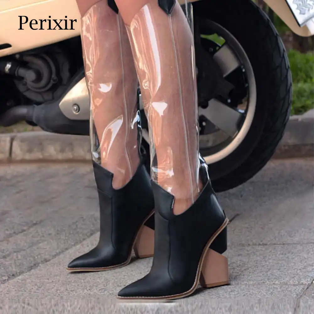pvc thigh high boots